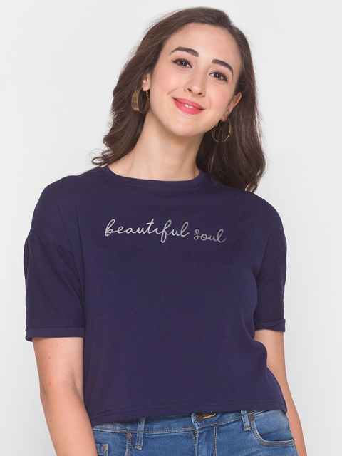 

ZOLA Navy Blue Typography Printed T-Shirt