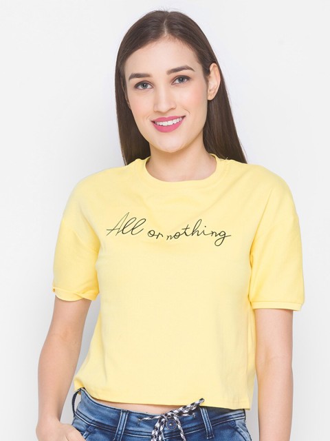 

ZOLA Yellow Typography Printed T-Shirt