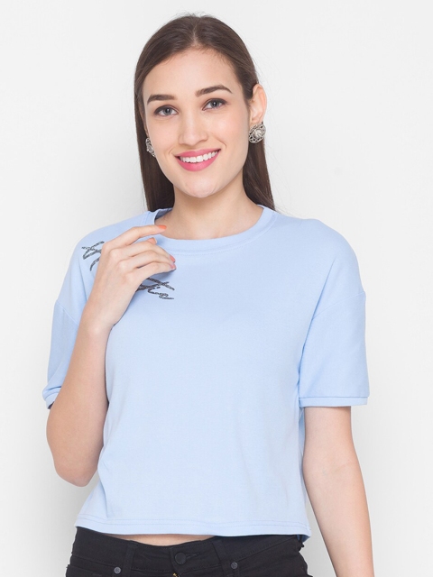 

ZOLA Blue Regular Cotton Crop Top