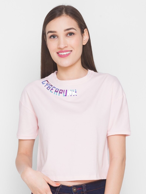 

ZOLA Pink Extended Sleeves Regular Cotton Crop Top