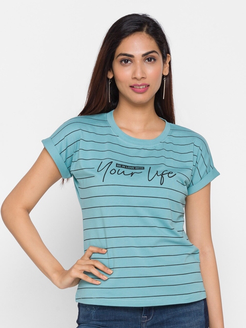 

ZOLA Teal & Black Horizontal Striped T-Shirt