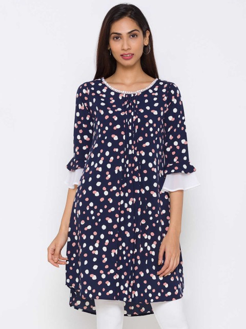 

ZOLA Navy Blue Geometric Regular Longline Top