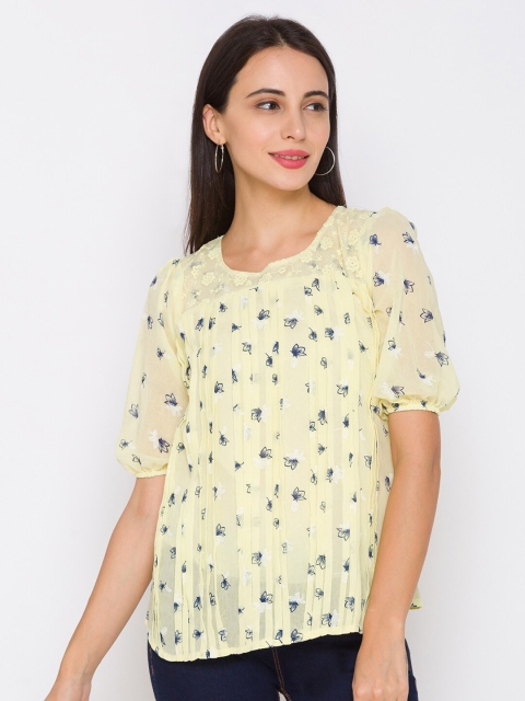 

ZOLA Yellow & Blue Floral Regular Top