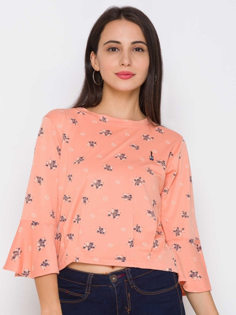

ZOLA Peach-Coloured Cotton Floral Regular Top