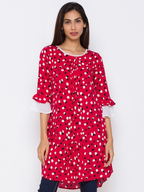 

ZOLA Red Geometric Regular Longline Top
