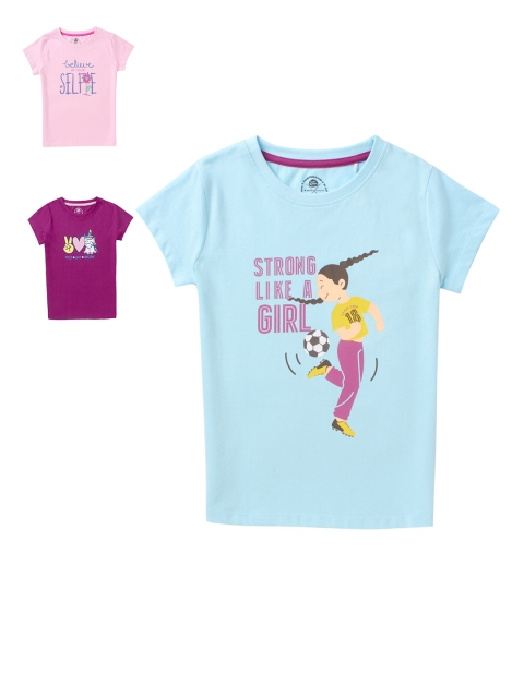 

Cub McPaws Girls Multicoloured & icy morn Typography 3 Printed Applique T-shirt, Multi