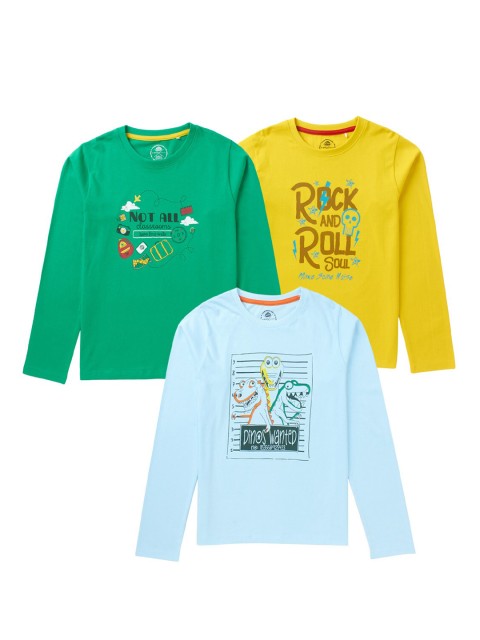 

Cub McPaws Boys Multicoloured Pack Of 3 Printed Full Sleeve T-shirt, Multi