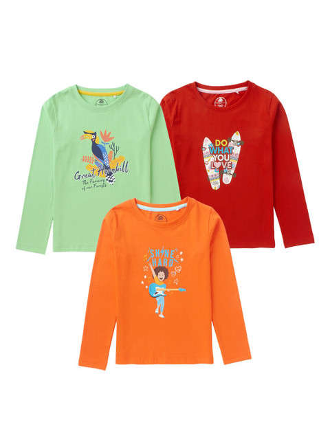 

Cub McPaws Girls Pack of 3 Printed T-shirts, Red