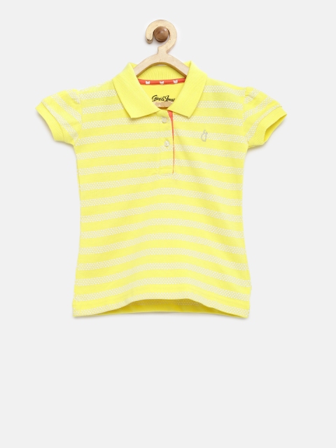 

Gini and Jony Girls Yellow Printed Polo T-Shirt