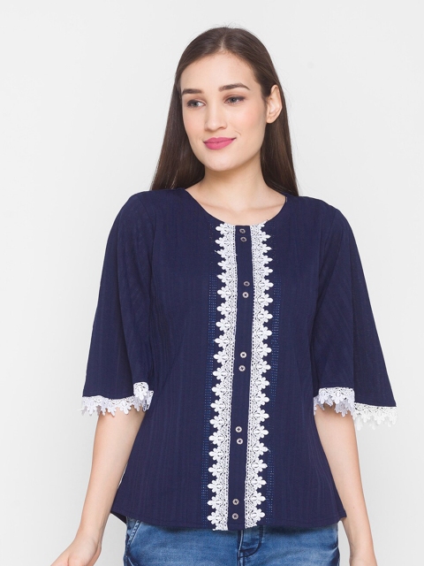 

ZOLA Navy Blue & astral aura Geometric Regular Top