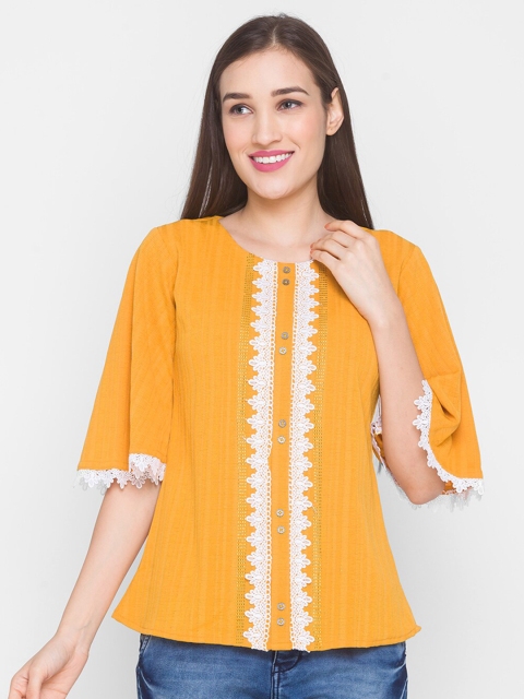 

ZOLA Mustard Yellow & Off White Geometric A-Line Top
