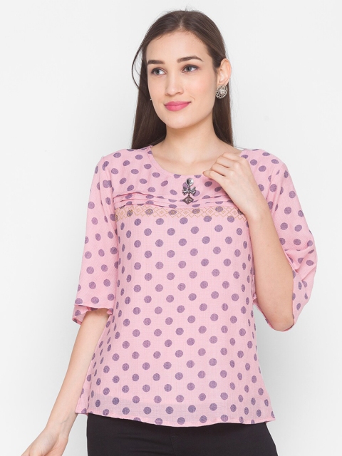 

ZOLA Pink Tie-Up Neck Regular Top