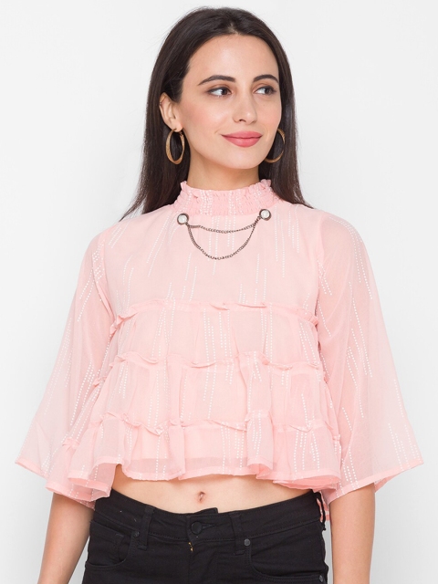 

ZOLA Peach-Coloured A-Line Crop Top