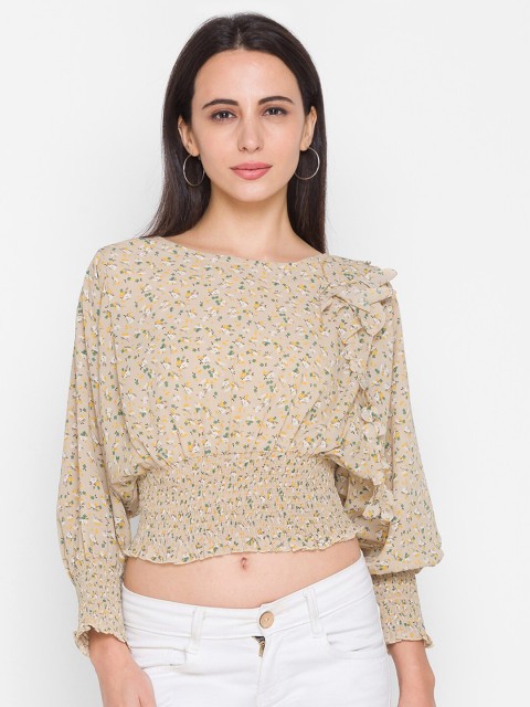 

ZOLA Beige Floral Regular Crop Top