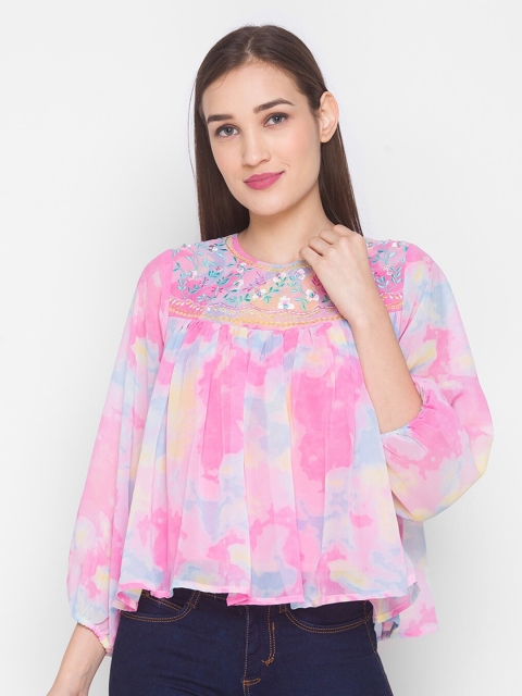 

ZOLA Woman Pink Flared Sleeves Cape Top