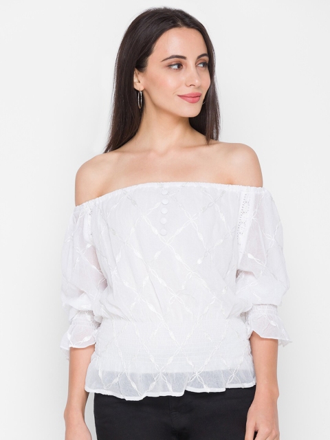 

ZOLA Woman White Off-Shoulder Bardot Top