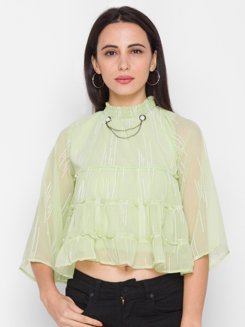 

ZOLA Woman Green High Neck Tiered Top