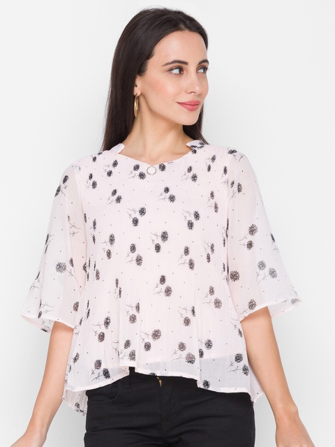 

ZOLA Woman Pink Chinese Collar Flared Sleeves Regular Top