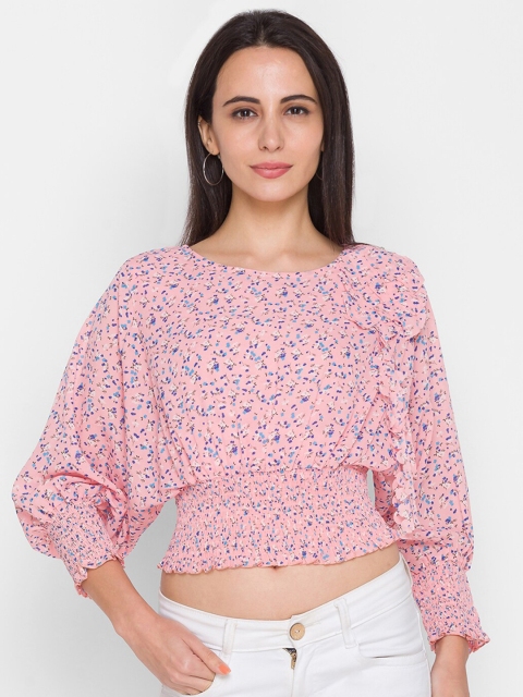 

ZOLA Woman Peach-Coloured Floral Regular Crop Top