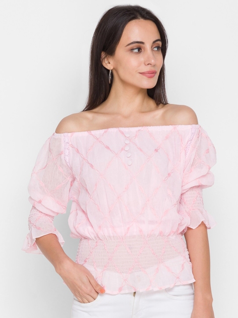 

ZOLA Woman Pink Off-Shoulder Bardot Top