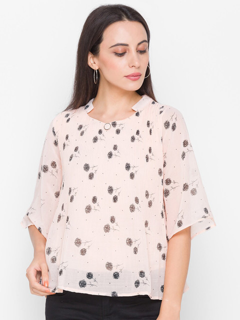 

ZOLA Woman Peach-Coloured Chinese Collar Flared Sleeve Top