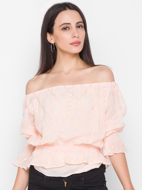 

ZOLA Woman Peach-Coloured Off-Shoulder Bardot Top