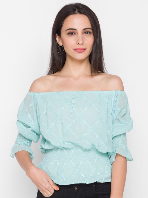 

ZOLA Woman Green Off-Shoulder Bardot Top