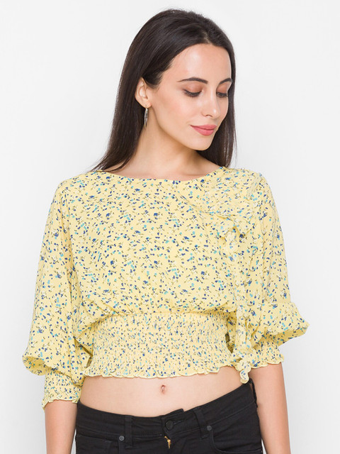 

ZOLA Woman Yellow Floral Regular Crop Top