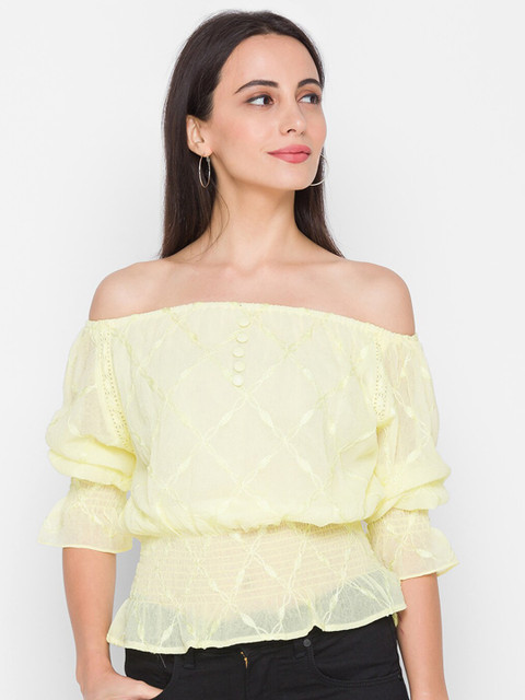 

ZOLA Woman Yellow Off-Shoulder Bardot Top