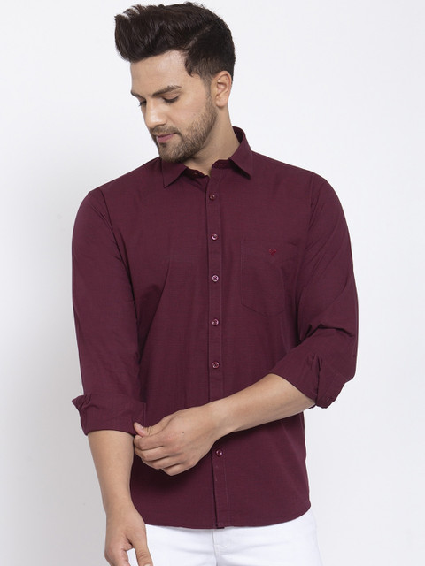 

Canstol Men Maroon Opaque Casual Shirt
