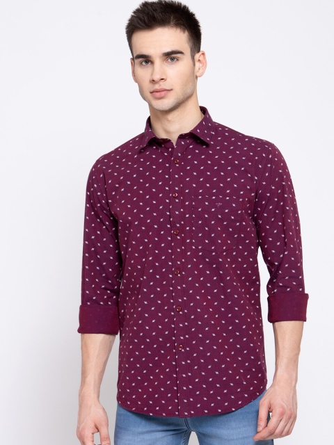 

Canstol Men Magenta Opaque Printed Casual Shirt