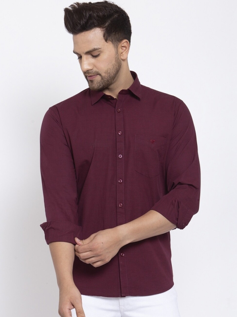 

Canstol Men Cotton Maroon Solid Casual Shirt