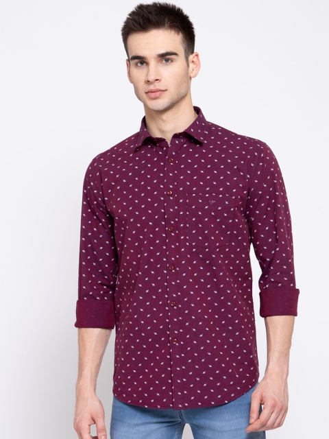 

Canstol Men Magenta Opaque Printed Casual Shirt