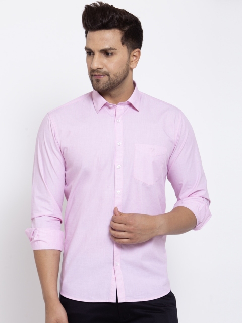 

Canstol Men Pink Opaque Pure Cotton Casual Shirt