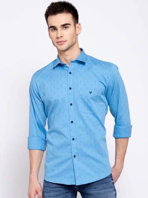 

Canstol Men Blue Opaque Printed Pure Cotton Casual Shirt