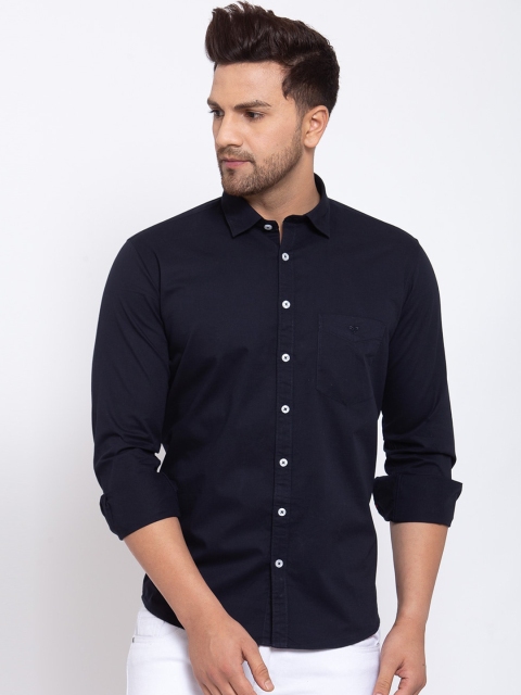 

Canstol Men Navy Blue Opaque Pure Cotton Casual Shirt