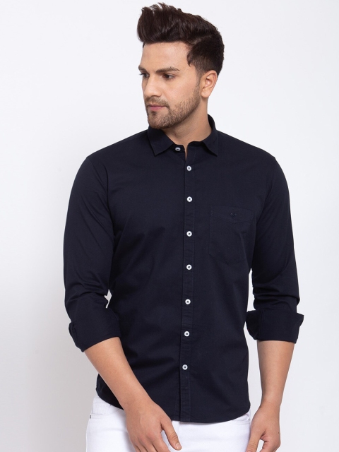 

Canstol Men Navy Blue Opaque Casual Shirt