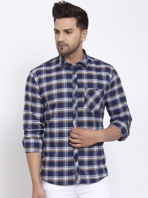 

Canstol Men Blue Gingham Checks Opaque Checked Casual Shirt