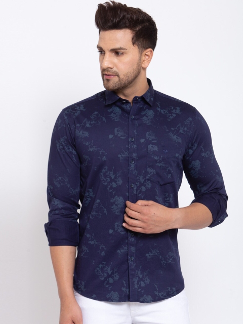 

Canstol Men Navy Blue Floral Opaque Printed Casual Shirt