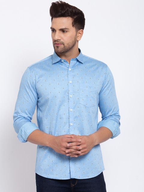 

Canstol Men Blue Opaque Printed Casual Shirt