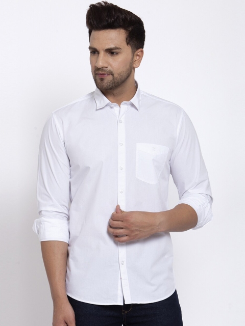 

Canstol Men White Opaque Pure Cotton Casual Shirt