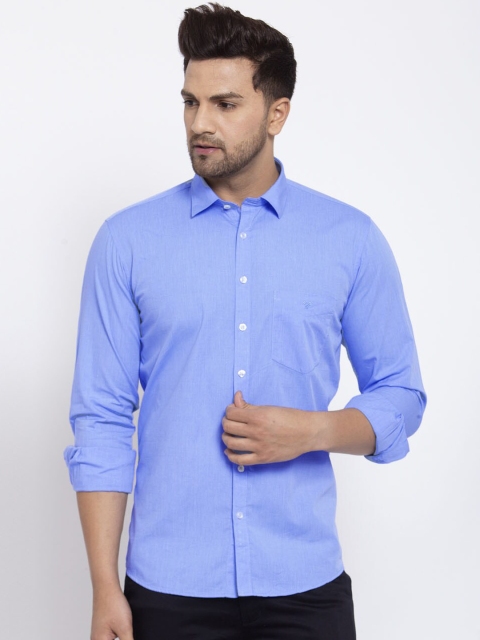 

Canstol Men Blue Opaque Pure Cotton Casual Shirt