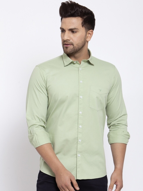 

Canstol Men Green Opaque Pure Cotton Casual Shirt