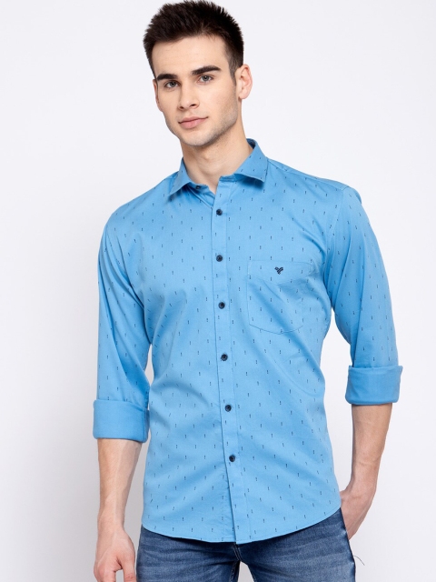 

Canstol Men Blue Opaque Printed Casual Shirt