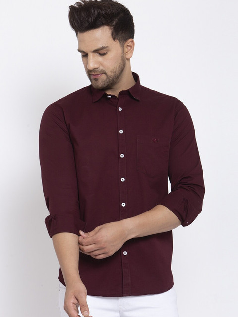 

Canstol Men Maroon Opaque Casual Shirt