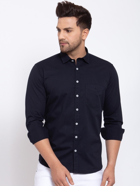 

Canstol Men Navy Blue Opaque Casual Shirt