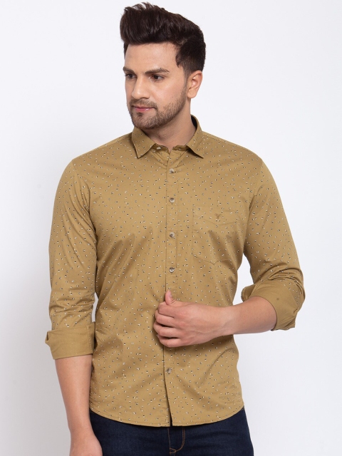 

Canstol Men Yellow Opaque Printed Casual Shirt