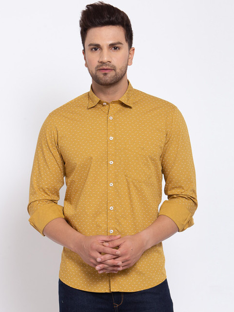 

Canstol Men Mustard Opaque Printed Casual Shirt