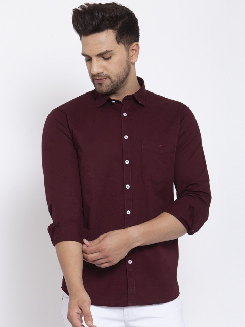 

Canstol Men Burgundy Opaque Casual Shirt