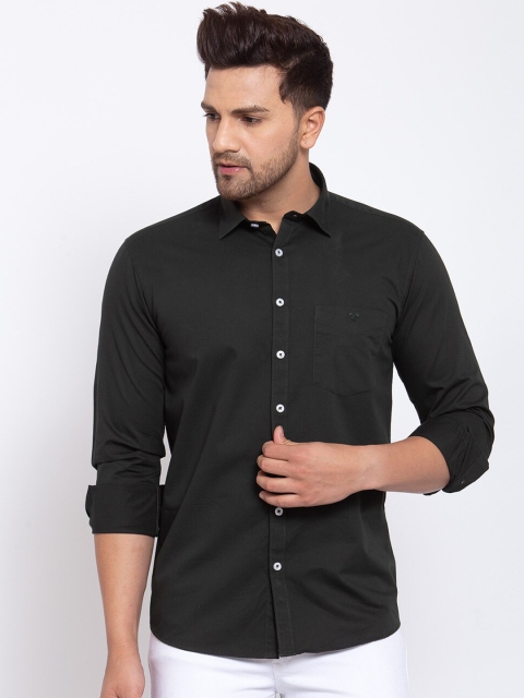 

Canstol Men Black Opaque Pure Cotton Casual Shirt